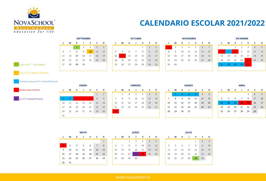 Calendario Escolar Curso 2021-22